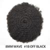 Afro Curly Toupee For Black Men All Poly Skin Brazalian 100% Human Kinky Coily Hair Hairpieces Afro American PU Injection Man Weave Hair Units For Black Men (8''X10''-8mm afro wave, 1B# OFF BLACK) view 2