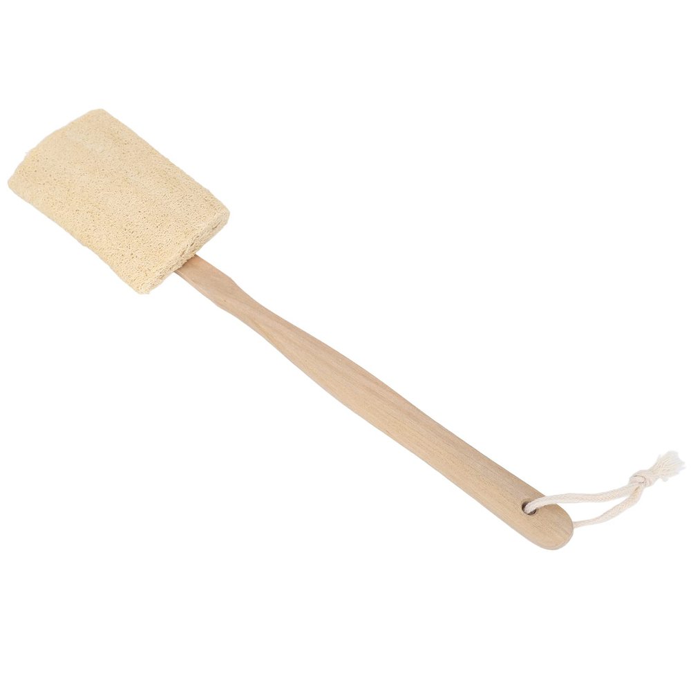 Loofah Bath Brush for Men Women, Exfoliating Gentle Cleaning Loofah Shower Brush for Skin Care, Portable Massage Body Brush with Detachable Long Wood Handle, Suitable for Home Travel