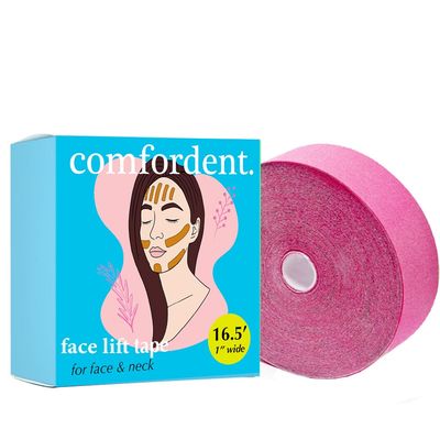 Comfordent Kinesiology Tape for Face & Neck - Wrinkle Smoothing V-line Chin & Jawline Contour Support Sleep Strip in a Roll (Hot Pink)