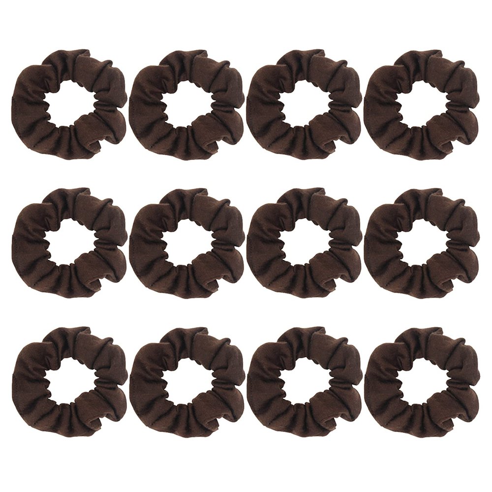 Cotton Hair Scrunchies Single Jersey Solid Color Ponytail Holders Elastic Hair Ties for Women Accessories (Coffee)