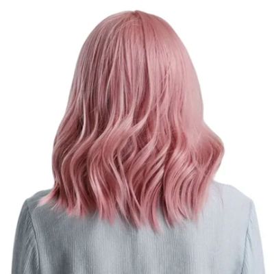 15in Pink Long Curly Wig with Bangs, High Temperature Synthetic Hair with Breathable Mesh, Universal Skin Friendly Wavy Wig for All Face Shapes, Stylish Wig for Daily Parties Cosplay