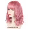 15in Pink Long Curly Wig with Bangs, High Temperature Synthetic Hair with Breathable Mesh, Universal Skin Friendly Wavy Wig for All Face Shapes, Stylish Wig for Daily Parties Cosplay view 2