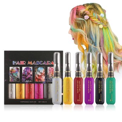 Joyeee Hair Chalk Set for Girls Washable, 6 Colors Hair Dye for Dark & Light Hair, Colorful Washable Hair Dye Mascara for Birthday Party Christmas Halloween Cosplay for Women Men Girls Kids Gifts