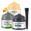 BOJICA 3PCS Clay Face Mask Skincare - Facial Skin Care Mask for Deep Pore Cleansing Turmeric Dead Sea Mud Green Tea Purifying and Hydrating - Reduce Acne Blackheads for Women and Men 2.5 OZ each view 1