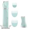 Waterproof Bikini Trimmer Women Electric Razor for Bikini Legs Pubic Hair Rechargeable Electric Shaver for Women, Green &Pink view 2