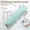 Waterproof Bikini Trimmer Women Electric Razor for Bikini Legs Pubic Hair Rechargeable Electric Shaver for Women, Green &Pink view 4