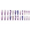 FRUJCDKI Luxurious Purple Long Press on Nails Gems Coffin Fake Nails with Designs Glossy False Nails for Women and Girls view 2