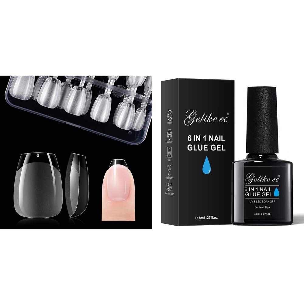 120pcs Extra Short Coffin Nail Tip and 6 in 1 Gel Glue