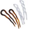 Camila Paris Combo French Twist Stick Hair Fork, 4 Small Wavy U Shaped Hair Pin Clip for Spiral Updo Bun, Tortoise Shell and Clear, Fashion Flexible Styling Hair Accessories for Women, Made in France view 1