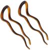 Camila Paris CP140 French Twist Stick Hair Fork, 2 Large Wavy U Shaped Hair Pin Clip for Spiral Updo and Bun, Tortoise Shell, Fashion Flexible Styling Hair Accessories for Women, Made in France view 1