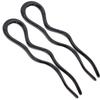Camila Paris CP3285-2 French Twist Stick Hair Fork, 2 Large 5 Inch Wavy U Shaped Hair Pin Clip for Spiral Updo and Bun, Black, Fashion Flexible Styling Hair Accessories for Women, Made in France view 1