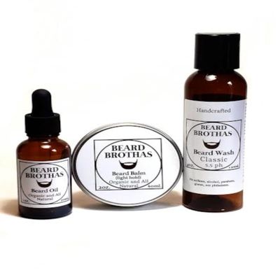 Beard Brothas' All-in-One Beard Grooming Set: Nourishing Oil, Conditioning Balm, and Revitalizing Wash for a Fuller, Thicker, and Shinier Beard (Apprentice)