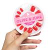 Olive & June Instant Mani Press On Nails (Glue) | Cherry Red | Short, Squoval | 42 Fake Nails, 21 Sizes | Non-Toxic, Long-Lasting | Recycled Materials | Realistic Look | CV view 1