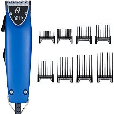 Os.TER Fast Feed Limited Edition Blue Soft Touch Hair Adjustable Pro Clipper +8pc Combs