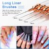 Nail Art Brushes, Eptbsdu 5PCS Double Ended Nail Art Liner Brushes with Cap Striping Liner Brush Nail Design Brushes for Long Lines, Tiny Details, Fine Drawing Nail Brushes for Nail Art, Silver view 3