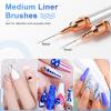 Nail Art Brushes, Eptbsdu 5PCS Double Ended Nail Art Liner Brushes with Cap Striping Liner Brush Nail Design Brushes for Long Lines, Tiny Details, Fine Drawing Nail Brushes for Nail Art, Silver view 4