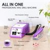 Subay Professional Finger Toe Nail Care Electric Nail Drill Machine Manicure Pedicure Kit Electric Nail Art File Drill with 1 Pack of Sanding Bands (Purple) view 2