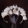 LUNNUN Crystal Flower Bride Tiara Women's Hair Jewelry Bride Hair Band Pearl Wedding Jewelry Headband Handmade Bridal Accessories Hair Clips view 3