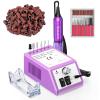 20000 RPM Professional Nail Drill Machine Efile Electric Nail Filer Kit for Finger Toe Nails, Acrylic Gel Dip Nails, Manicure Pedicure Drill with 6Pcs Bits and 106Pcs Sanding Bands, Purple view 1