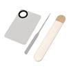 Honbay 1PCS Stainless Steel Makeup Spatula and 1PCS Makeup Mixing Palette with PU Leather Cover for Cosmetic Foundation Pigment Blending view 1