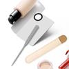 Honbay 1PCS Stainless Steel Makeup Spatula and 1PCS Makeup Mixing Palette with PU Leather Cover for Cosmetic Foundation Pigment Blending view 4