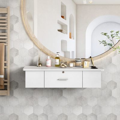 RESHABLE Wall Mount Salon Stations for Hair Stylist,Barber Hair Stations for Salon Beauty Spa Equipments,White