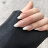Nude White French Fake Nails Almond UV Gel False Press on Nails for Girl Full Cover Wear Finger Nail Art Tips view 1