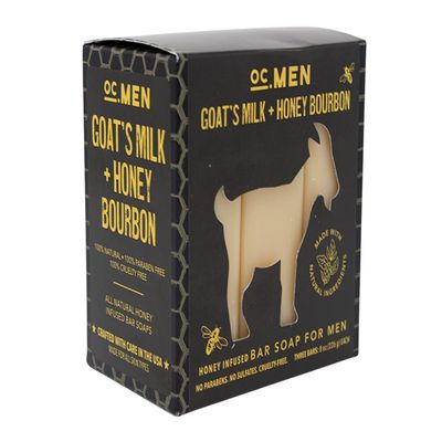 Olivia Care Men Goat's Milk + Honey Bourbon, Honey Infused Bar Soap For Men All Natural Made in the USA