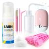Buqikma Lash Shampoo - 60ML Lash Cleanser with Fan Brush, Rinse Bottle and 50 Pcs Mascara Brush, Rich Foam Wash for Eyelash Extensions at Home (Pink) view 1