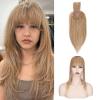 Benehair 150% Density 6 Inch Human Hair Toppers for Women with Bangs Mono Base Clip in Topper Top Hair Pieces for Women with Thinning Hair/Gray Hair/Hair Loss -Dark Blonde #27 view 1