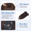 Benehair 150% Density 14 Inch Human Hair Toppers for Women with Bangs Mono Base Clip in Topper Top Hair Pieces for Women with Thinning Hair/Gray Hair/Hair Loss -Dark Brown #2 view 3