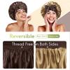 BONNET QUEEN Silk Bonnet for Sleeping Satin Bonnet with Tie Hair Wrap Double Layer Sleep Cap for Women Curly Hair, Brown Yellow view 2