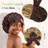BONNET QUEEN Silk Bonnet for Sleeping Satin Bonnet with Tie Hair Wrap Double Layer Sleep Cap for Women Curly Hair, Brown Yellow view 3