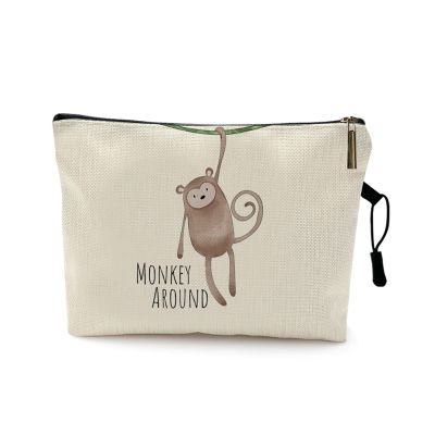 ZOUTYI Cute Watercolor Animal Prints Cosmetic Case Woman Cartoon Dinosaur Bear Makeup Bag Portable Toy Storage Bag Children Best Gift (Color : Pattern 6, Size : 22 x 13 CM)