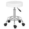 HEPMIMZHU Round Rolling Bar Stool PU Leather with Wheels and Foot Rest, Height Adjustable Task Work Drafting Chair with Back for Salon Spa Tattoo Facial Medical Office Chairs (White1) view 3