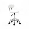 HEPMIMZHU Round Rolling Bar Stool PU Leather with Wheels and Foot Rest, Height Adjustable Task Work Drafting Chair with Back for Salon Spa Tattoo Facial Medical Office Chairs (White-with Back) view 3