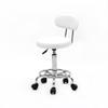 HEPMIMZHU Round Rolling Bar Stool PU Leather with Wheels and Foot Rest, Height Adjustable Task Work Drafting Chair with Back for Salon Spa Tattoo Facial Medical Office Chairs (White-with Back) view 4