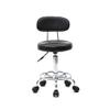 HEPMIMZHU Round Rolling Bar Stool PU Leather with Wheels and Foot Rest, Height Adjustable Task Work Drafting Chair with Back for Salon Spa Tattoo Facial Medical Office Chairs (Black-with Back) view 1