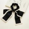 2 Pcs Black White Hair Accessories: Chiffon Ribbon Bow Scrunchies, Short Hair Ties with Bow for Women and Girls (Black) view 2