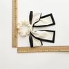 2 Pcs Black White Hair Accessories: Chiffon Ribbon Bow Scrunchies, Short Hair Ties with Bow for Women and Girls (Black) view 3