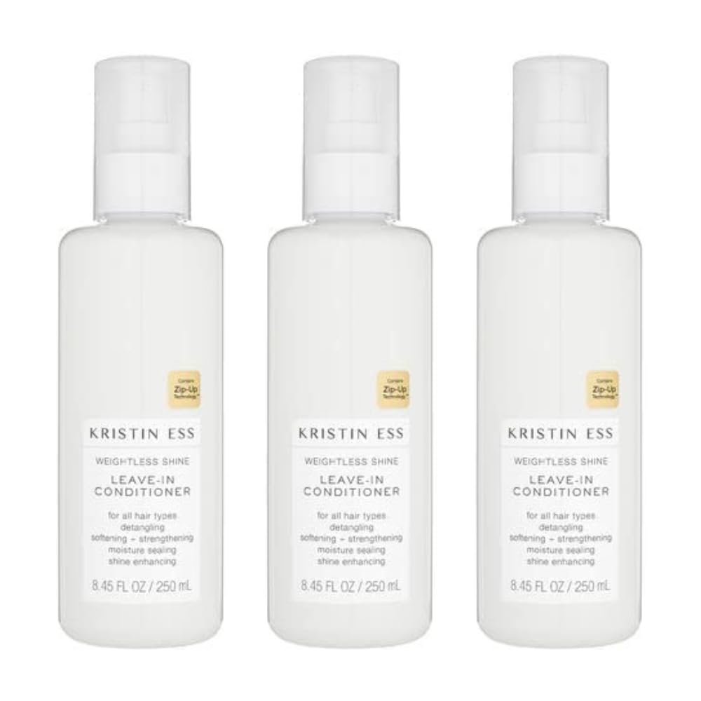 Kristin Ess Hair Weightless Shine Leave-In Conditioner Spray for Dry Damaged Hair, Detangler Spray, Softening + Strengthening, Moisture Sealing, Paraben and Phthalate Free, 8.45 fl. oz (Pack of 3)