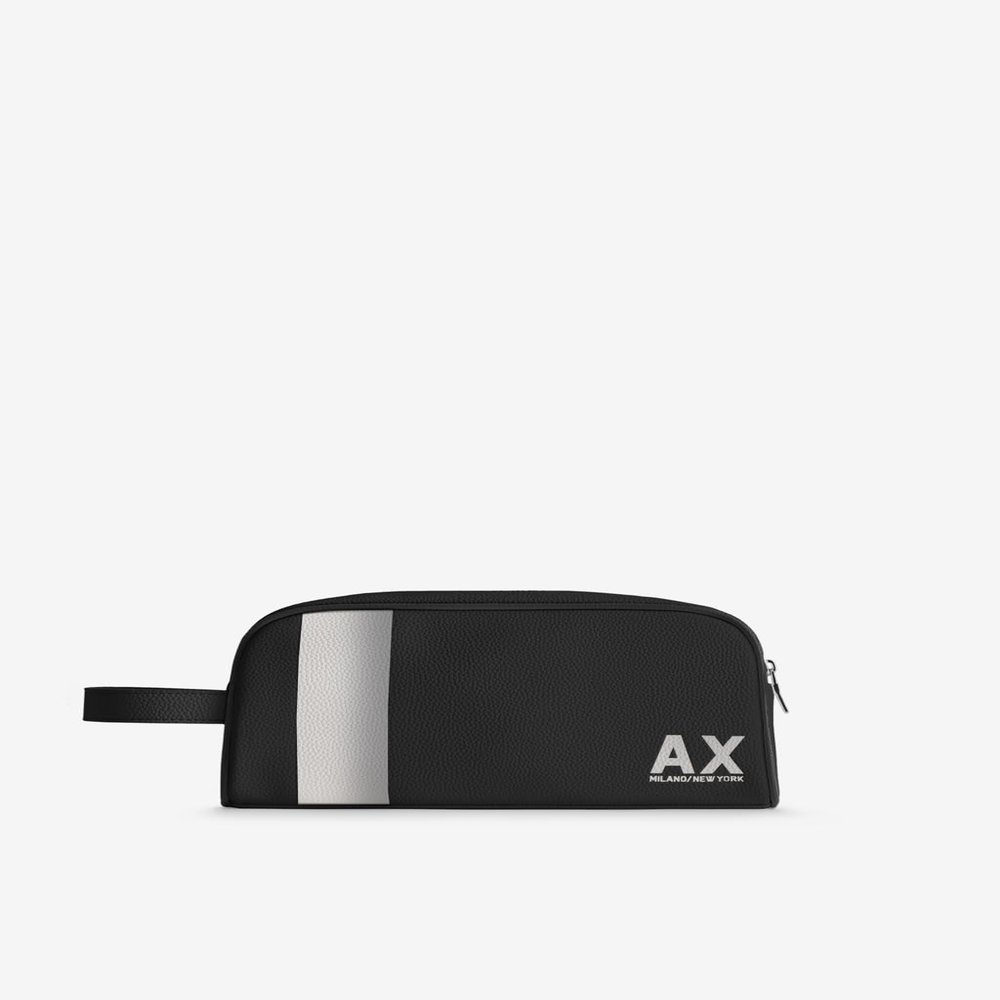 Armani Exchange Men's Color block AX Travel Dopp Kit Beauty Case,NERO, One Size
