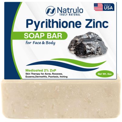 Pyrithione Zinc Soap Bar for Face & Body, 4oz | Medicated 2% ZnP Bar Soap Skin Therapy Cleanser for Acne, Rosacea, Eczema, Dermatitis, Psoriasis, Itching | Cleansing, Calming Facial Wash Made in USA