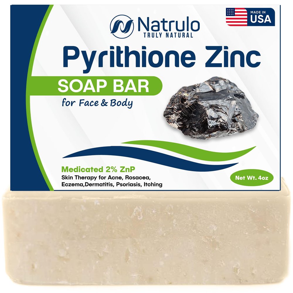 Pyrithione Zinc Soap Bar for Face & Body, 4oz | Medicated 2% ZnP Bar Soap Skin Therapy Cleanser for Acne, Rosacea, Eczema, Dermatitis, Psoriasis, Itching | Cleansing, Calming Facial Wash Made in USA