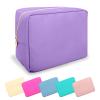 UIXIZQ Large Makeup Bag Pouch,Nylon Women Travel Toiletry Storage Bag Preppy Cosmetic Bag for Girls,Big Makeup Organizer Bag Cute Zipper Pouch Skincare Bag for Sport Work Gift(Large-Purple) view 1