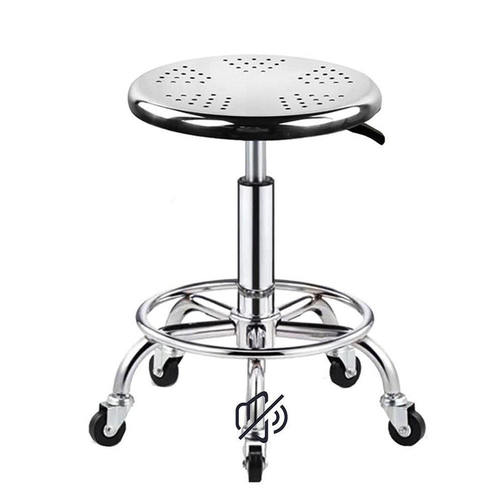 QDZC Stainless Steel Swivel Shop Rolling Stools with Wheels and Footrest, 440 Lbs Load Heavy Hydraulic Stool,Adjustable Height Work Office Massage Tattoo Work Chair B