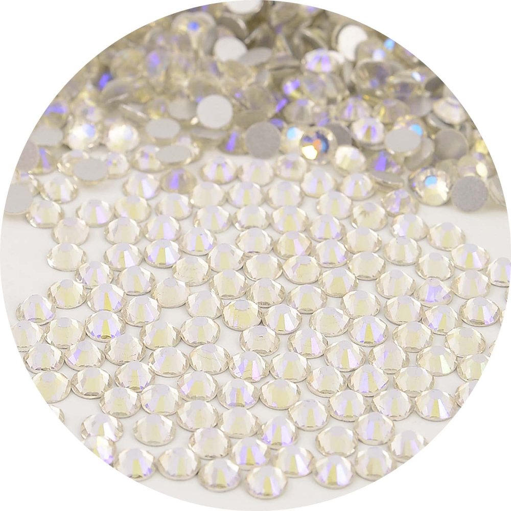 NCB Nancybeads 1500pcs Flatback Round Glass Nail Art Rhinestones Crystal for DIY Making Accessories Shoes, Clothes, Face Art, Bags, Manicure (Paradise Shine, SS20 1500pcs)
