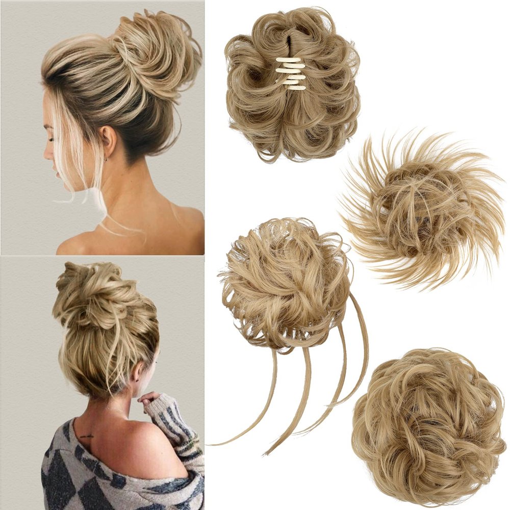 4 Pcs Messy Hair Bun Hairpiece Fake Hair Bun Messy Bun Scrunchie Hair Pieces for Updos Bun Wig Hair Extensions Pieces for Women