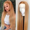 13x4 Honey Blonde Lace Front Wigs Human Hair 150% Density Straight #27 Blonde Lace Front Wig Human Hair Pre Plucked With Baby Hair Strawberry Blonde Lace Frontal Wig Human Hair For Women 18 Inch view 1