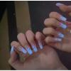 Magrace Press on Nails Long Fake Nails with Design Handmade Blue Coffin Stick on Nails for Womrn Gel UV Finish Handmade Nail Art with Design 10 pcs view 2
